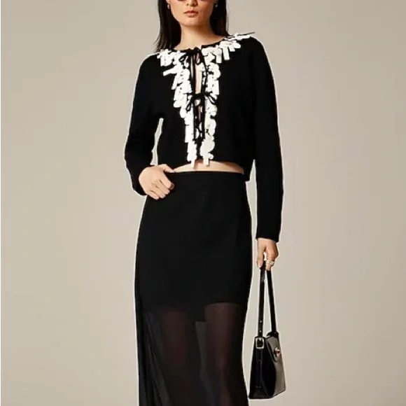 J. Crew Sequin tie-front cardigan in merino wool NWT - Picture 5 of 7